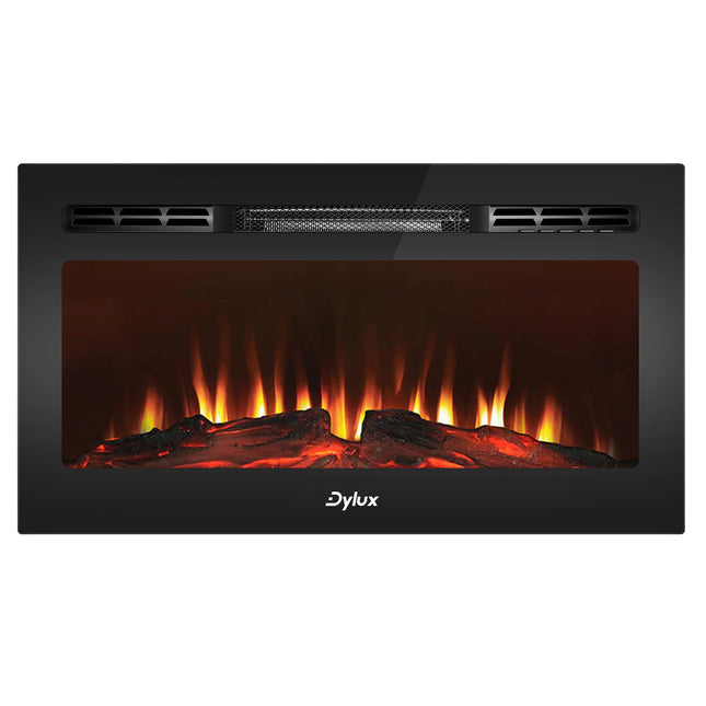 Dylux 30-Inch RV Built-In Electric Fireplace - Wood - Remote Control, Safety Cut-Off