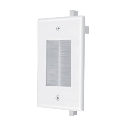 Dylux Brush Wall Plate with Wings - Tool-Free Install, No Back Box Needed