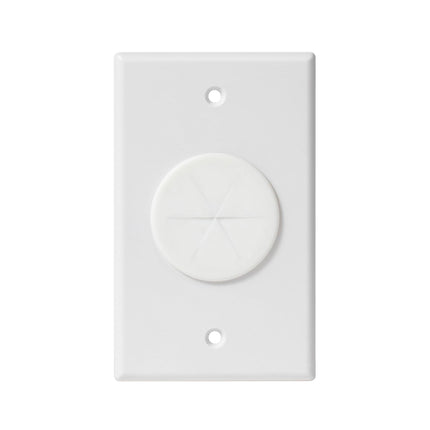 Dylux Single Gang Cable Pass Through Wall Plate with Flexible Silicone Slot – White