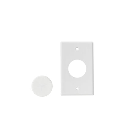 Dylux Single Gang Cable Pass Through Wall Plate with Flexible Silicone Slot – White