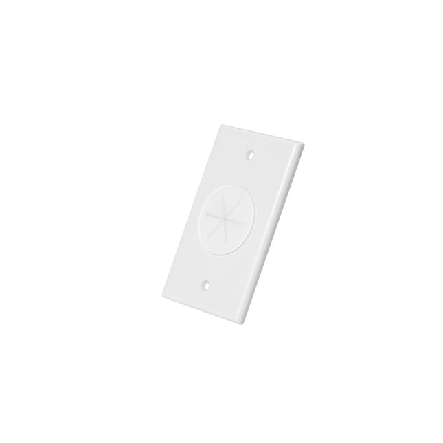 Dylux Single Gang Cable Pass Through Wall Plate with Flexible Silicone Slot – White