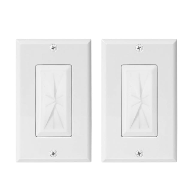 Dylux Single Gang Cable Pass Through Wall Plate with Flexible Silicone Slot – White