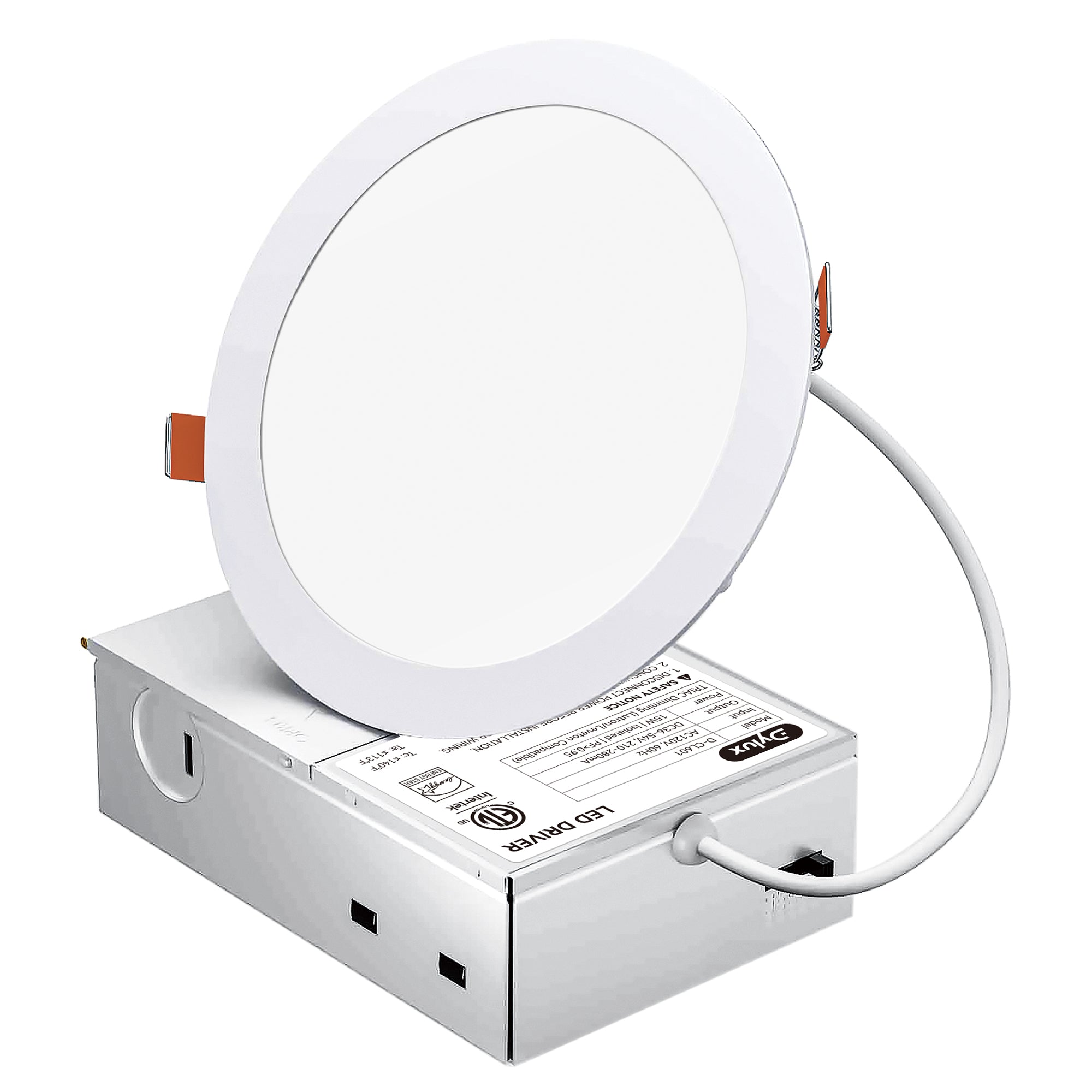 Dylux 6-Inch Recessed Downlight with Junction Box - 3000K CCT, 80+CRI, TRIAC Dimmable, ETL Listed