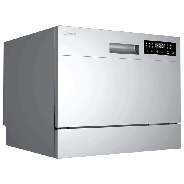 Dylux Portable Countertop Dishwasher – 6 Place Settings, 8 Program Options, Quiet Operation