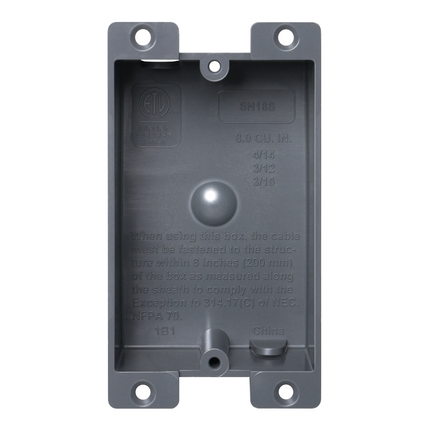 Dylux Old Work Electrical Outlet Box | 8 Cu. In. 1-Gang PVC Junction Box for Switches, GFCI & Duplex Receptacles | 2-Hour Fire Rated | ETL Listed