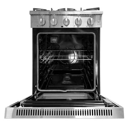 Dylux 24" LP Gas Range for RVs – 4-Burner Cooktop with 3.73 cu. ft. Convection Oven & Storage Drawer