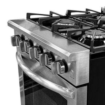 Dylux 24" LP Gas Range for RVs – 4-Burner Cooktop with 3.73 cu. ft. Convection Oven & Storage Drawer