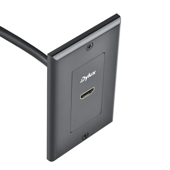 Dylux 1-Port HDMI 2.0 Wall Plate – 6.3in Female-to-Female Cable, 4K/3D/ARC Support