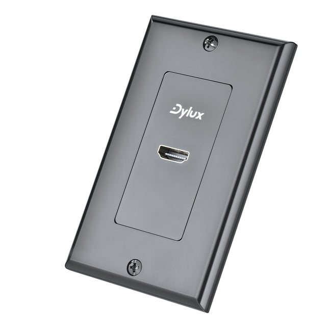 Dylux 1-Port HDMI 2.0 Wall Plate – 6.3in Female-to-Female Cable, 4K/3D/ARC Support