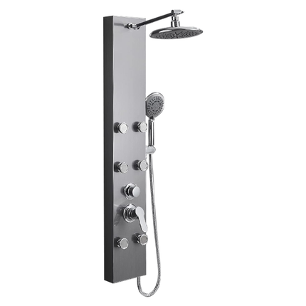 Dylux 3-in-1 Home Shower Panel System - 8" Adjustable Rainfall, 6 Body Jets, 5-Mode Handheld