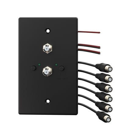 Dylux Wall-Mount TV & FM/AM Signal Distributor – 4 TV Outputs, 1 FM & AM Radio Output, Dual Input Switch, Built-in 12V Power