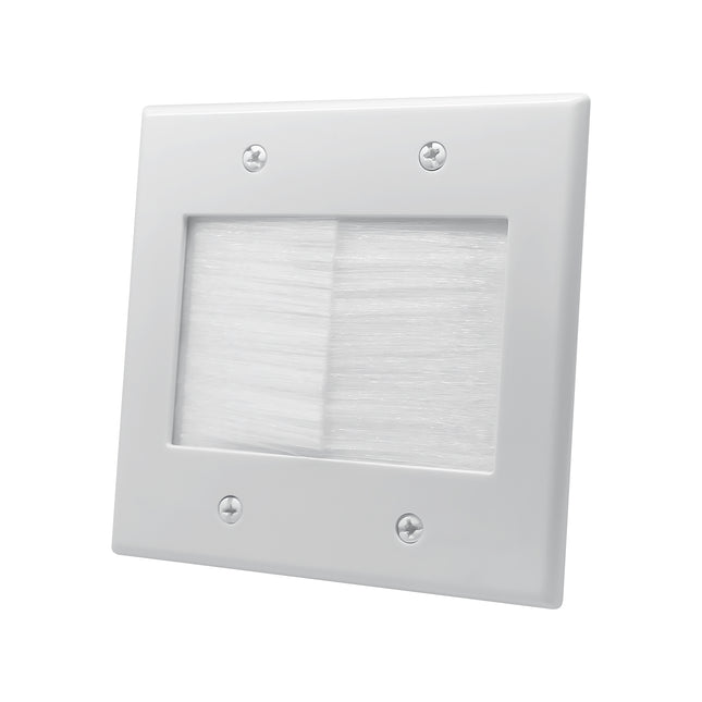 Dylux Dual Gang Brush Wall Plate - Fixed Rear Bracket with Template