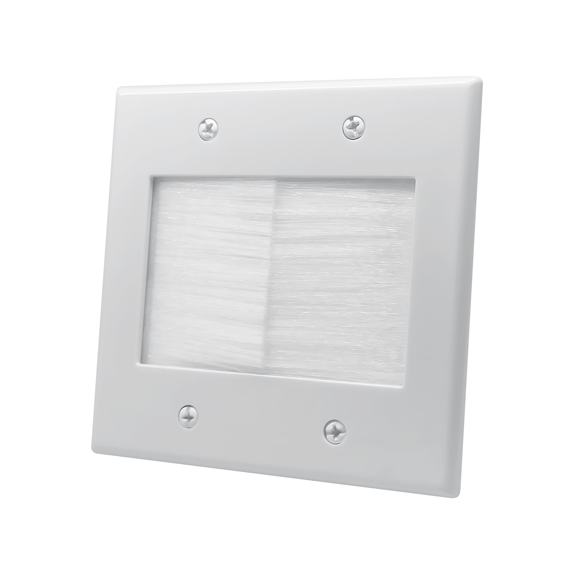 Dylux Dual Gang Brush Wall Plate - Fixed Rear Bracket with Template