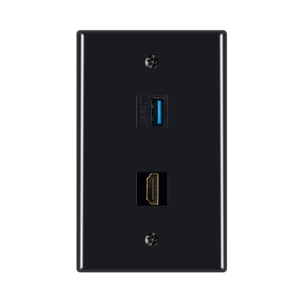 Dylux 2-Port Wall Plate-HDMI 2.0 (4K HDR) + USB 3.0 (Fast Charging)