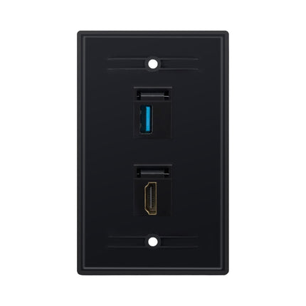 Dylux 2-Port Wall Plate-HDMI 2.0 (4K HDR) + USB 3.0 (Fast Charging)