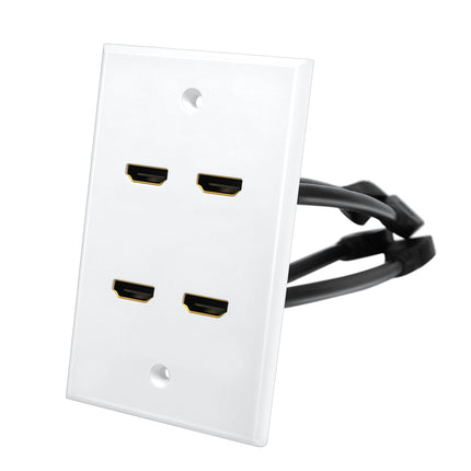 Dylux 4-Port HDMI 2.0 Wall Plate with 5.12in Female-to-Female Short Cables