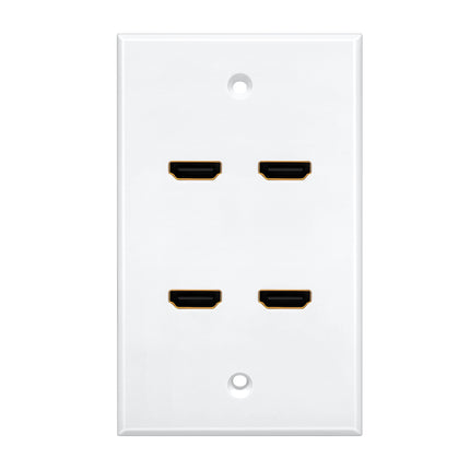 Dylux 4-Port HDMI 2.0 Wall Plate with 5.12in Female-to-Female Short Cables