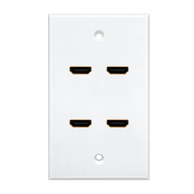 Dylux 4-Port HDMI 2.0 Wall Plate with 5.12in Female-to-Female Short Cables