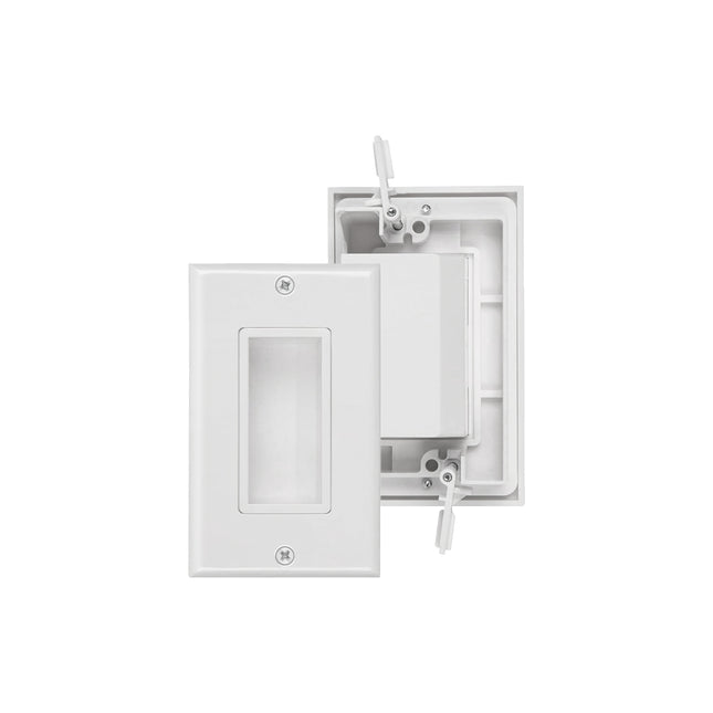 Dylux Recessed Low Voltage Cable Wall Plate with Side Opening | Includes Anchor, No Back Box Required