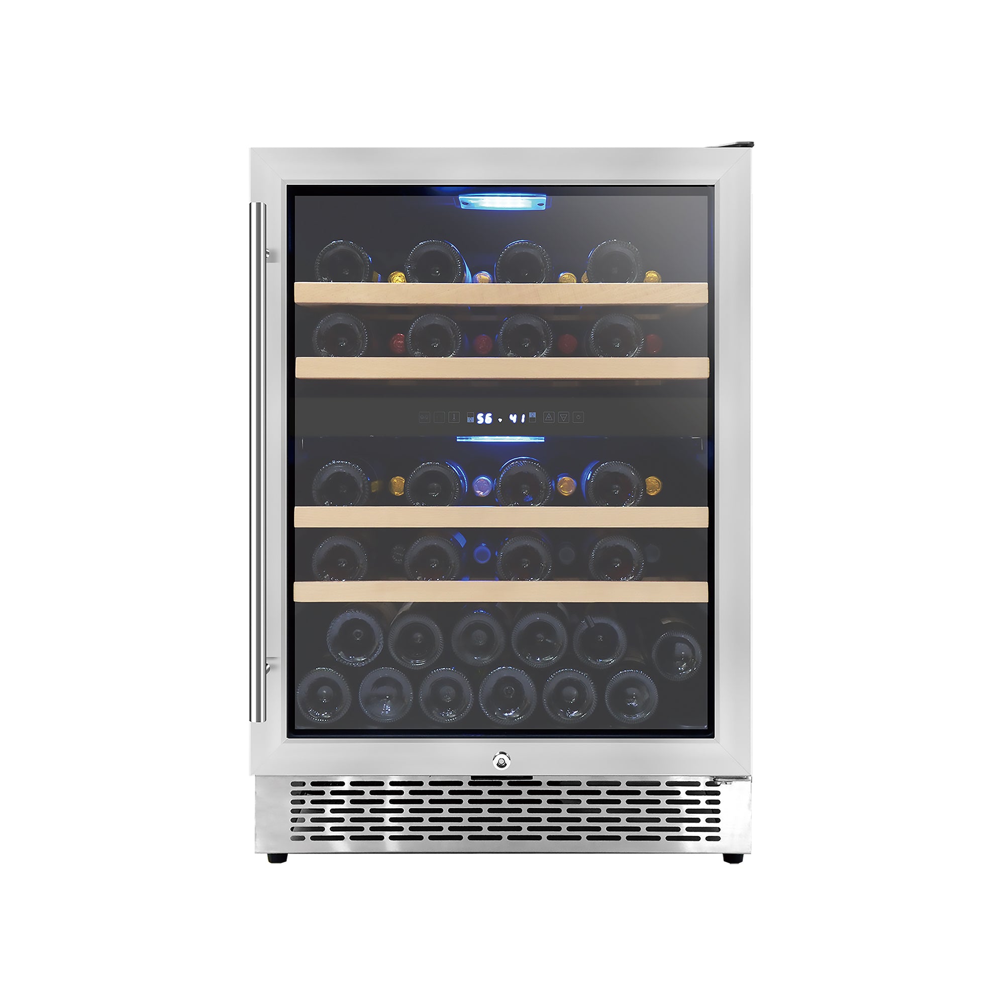 Dylux 24“ Dual-Zone Wine Cooler - Holds 49 Bottles, 41–68°F,  Safety Lock, Removable Shelves, Built-In or Freestanding Use